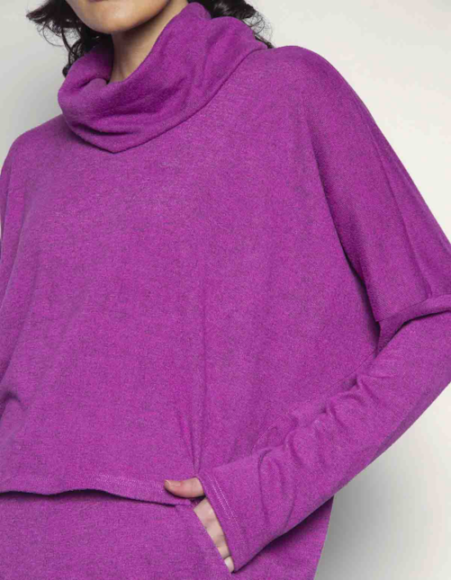 Conj blusa maxi gola+calça Roxo