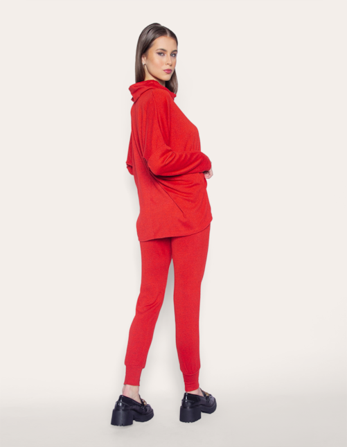 Conj blusa maxi gola+calça Telha