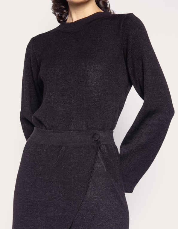 Conj blusa tricot+calca botao tricot Preto