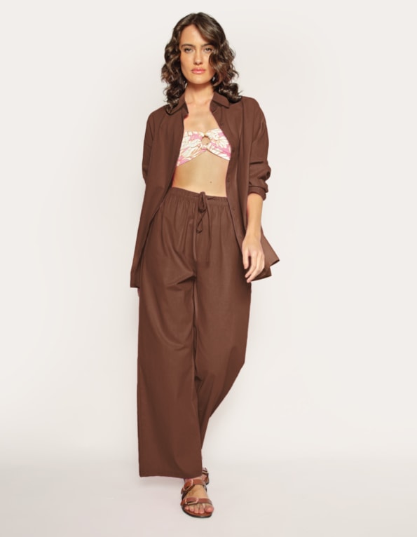 Conj camisa+calça pantalona  Marrom