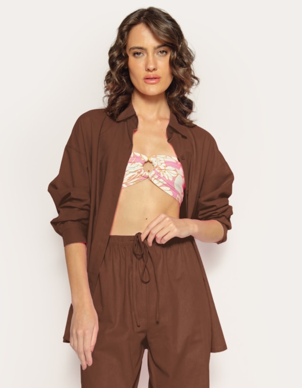 Conj camisa+calça pantalona  Marrom