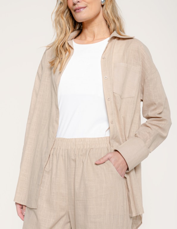 Conj camisa+calça soft clean Bege medio