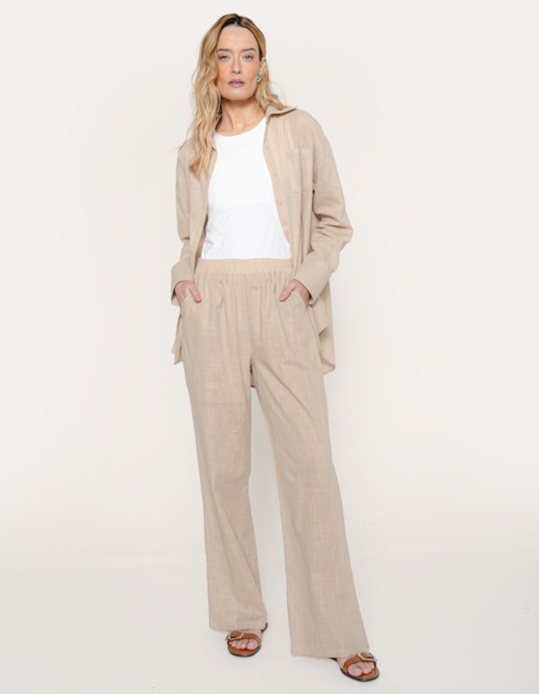 Conj camisa+calça soft clean Bege medio
