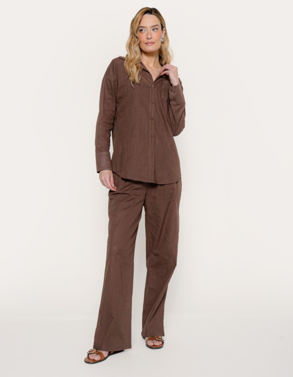 Conj camisa+calça soft clean Marrom escuro