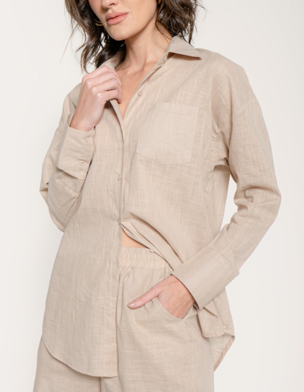 Conj camisa+ short soft clean Bege medio
