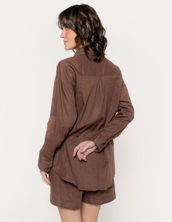 Conj camisa+ short soft clean Marrom escuro