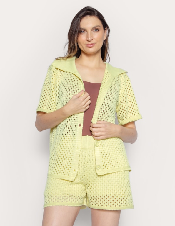 Conj camisa+short tricot  Amarelo claro