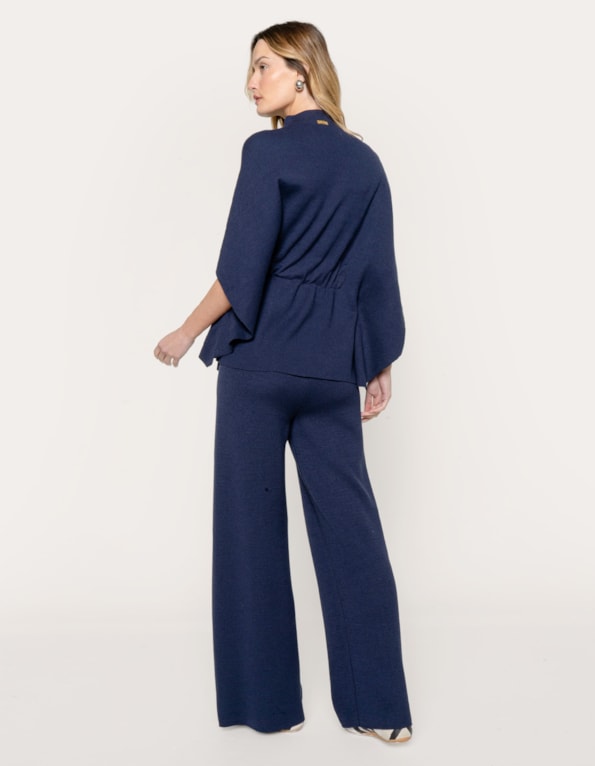 Conj casaco capa+calca pantalona tricot