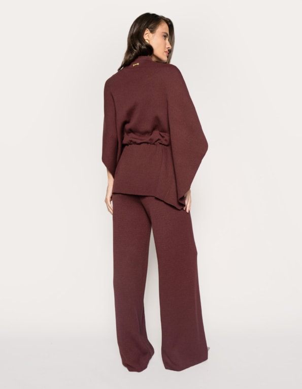 Conj casaco capa+calca pantalona tricot