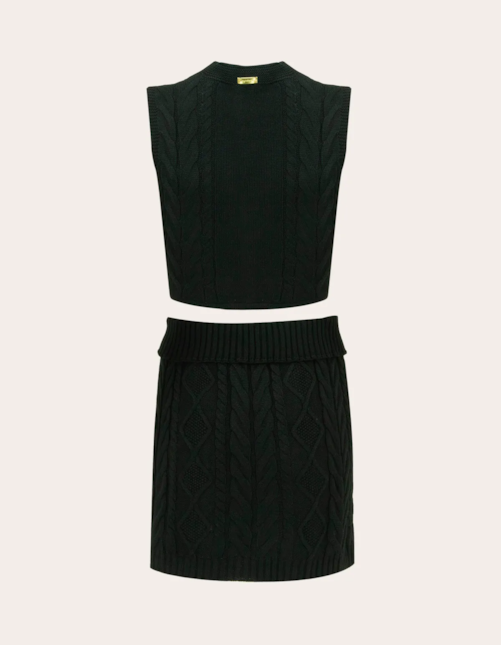 Conj colete+saia curta tricot Preto