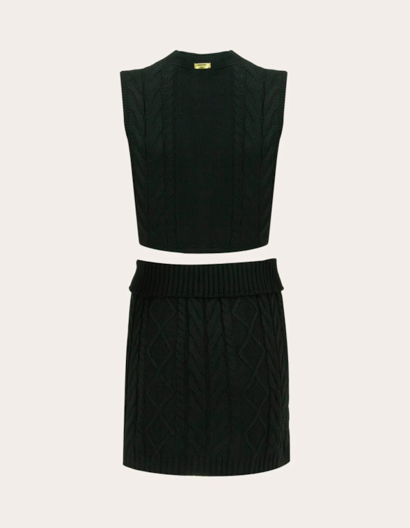 Conj colete+saia curta tricot Preto
