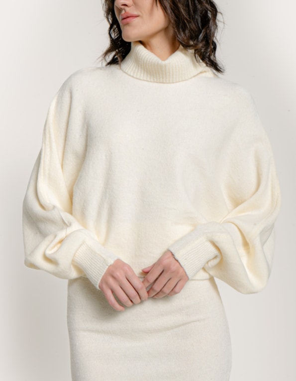 Conj tricot bl morcego+saia lapis Off white