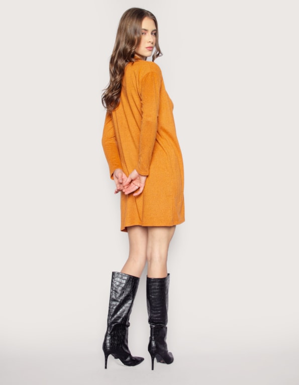 Conj vestido curto+maxi cardigan Ferrugem