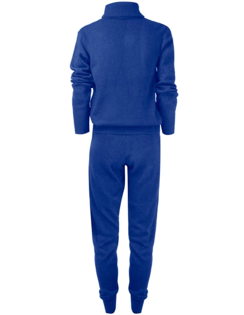 Conjunto blusa gola alta+calça tricot Azul klein