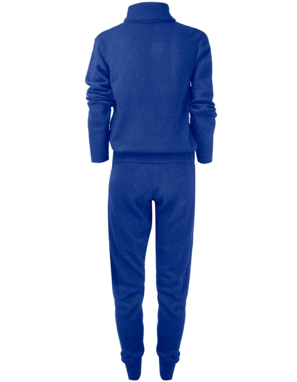 Conjunto blusa gola alta+calça tricot Azul klein