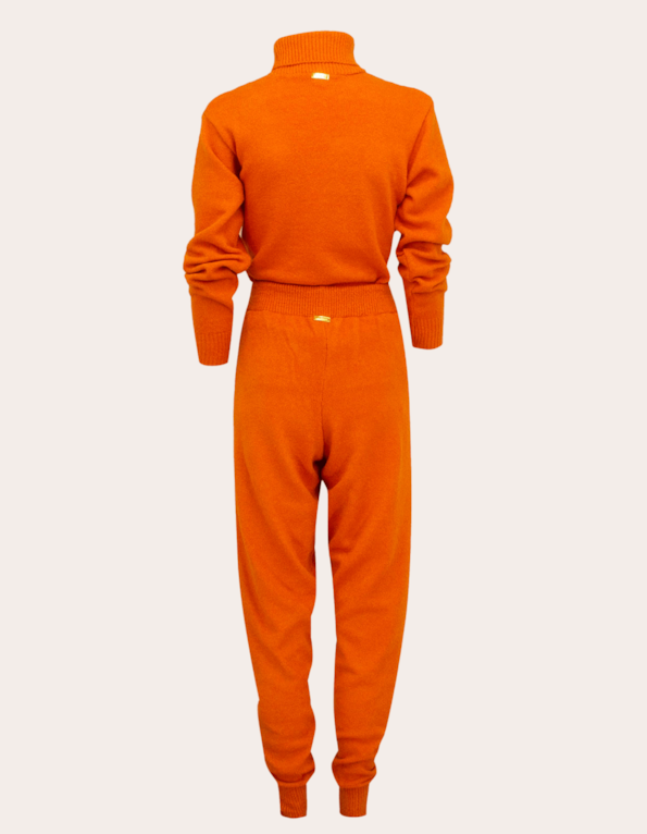 Conjunto blusa gola alta+calça tricot Laranja