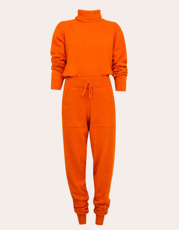 Conjunto blusa gola alta+calça tricot Laranja