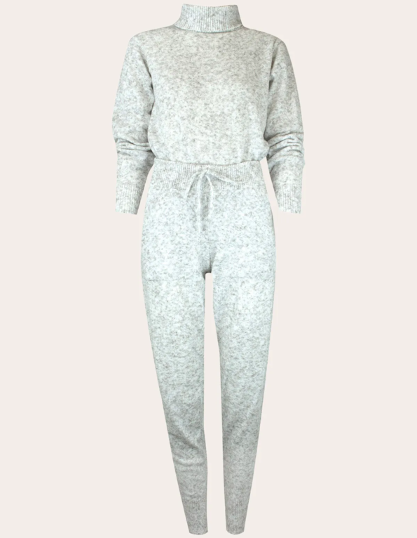 Conjunto blusa gola alta+calça tricot Off white