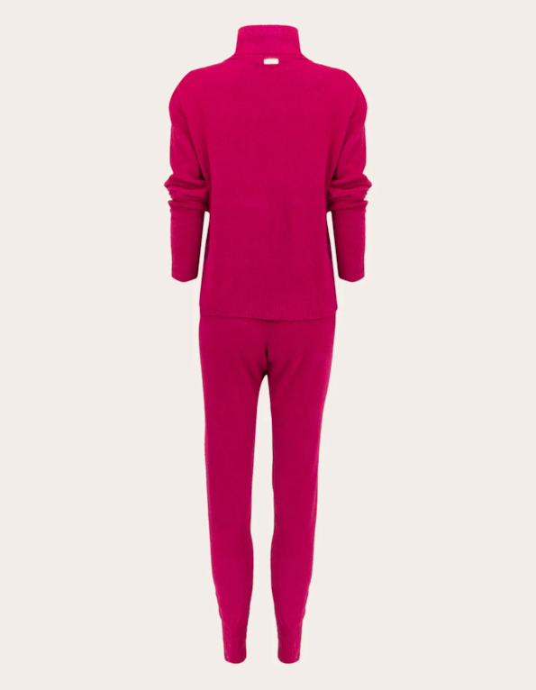 Conjunto blusa gola alta+calça tricot Pink