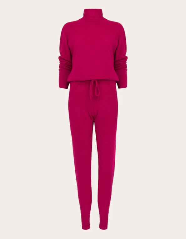 Conjunto blusa gola alta+calça tricot Pink