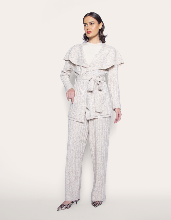 Conjunto Comfy Chic em Tricot – Bege claro