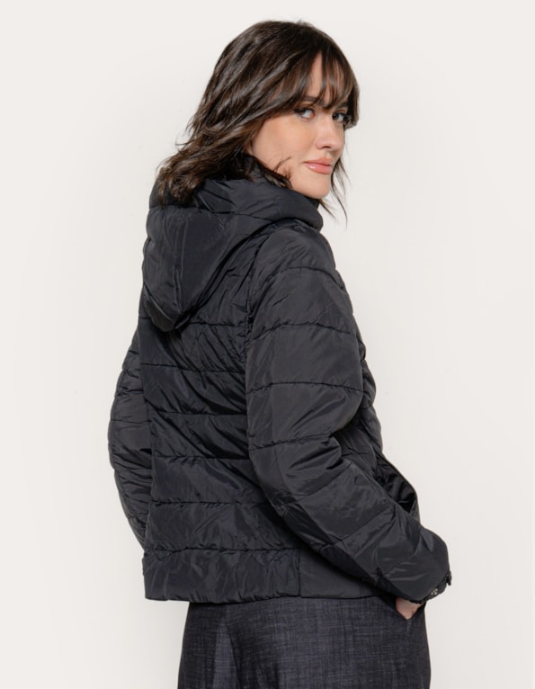 Jaqueta puffer com capuz  Preto