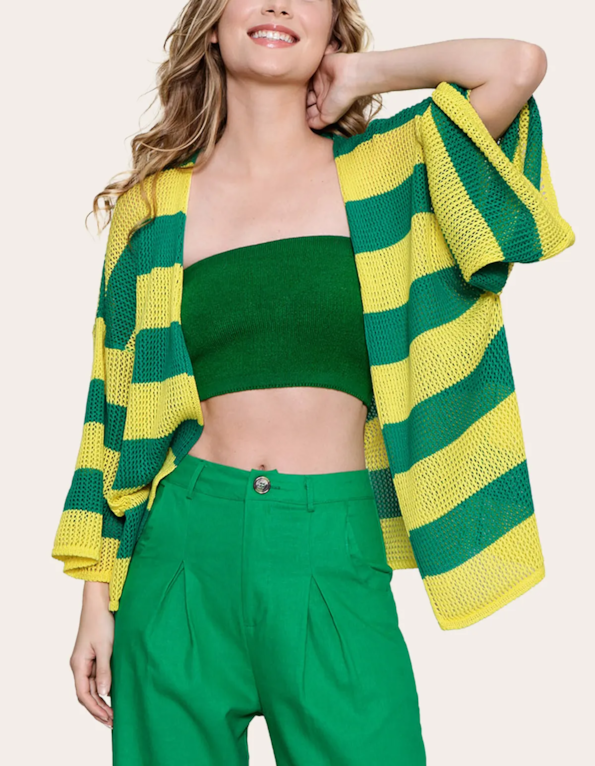 Kimono tricot  Verde/amarelo