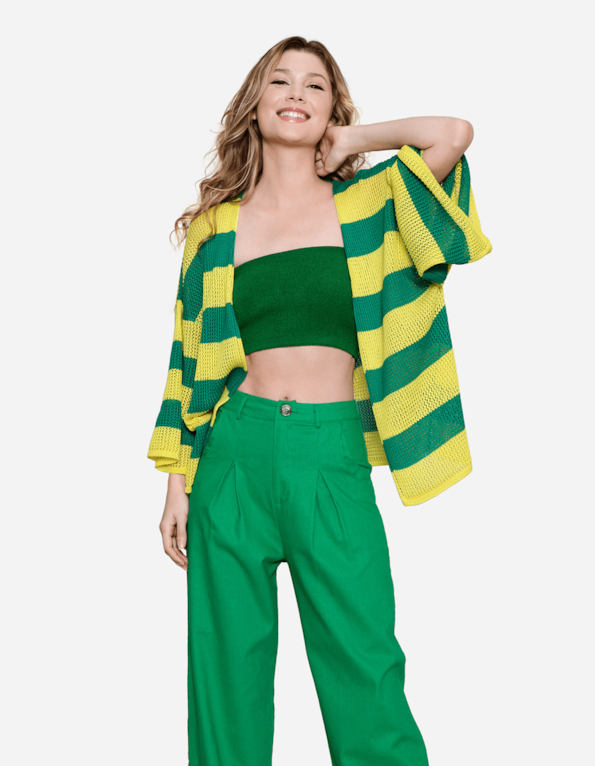 Kimono tricot  Verde/amarelo