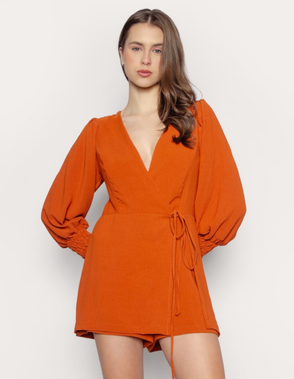 Macaquinho manga longa envelope Caramelo