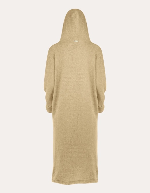 Maxi cardigan tricot com capuz e bolsos Bege medio