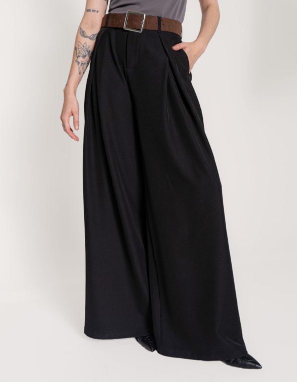 Maxi pantalona alfaiataria com cinto