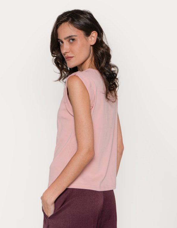 Muscle tee drapeada cut out Rosa