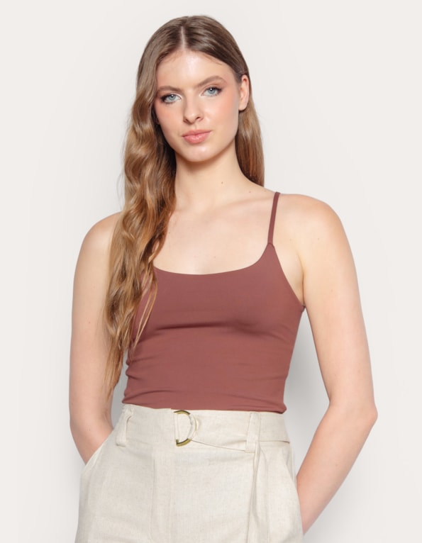 Regata alça fina  Marrom