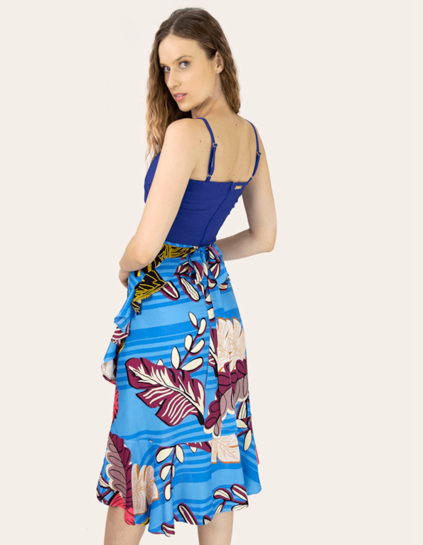 Saia curta transpassada estampada