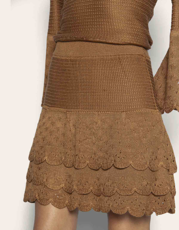 Saia curta tricot camadas Marrom