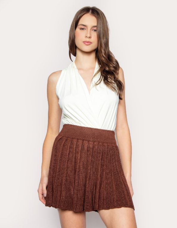 Saia curta tricot plissada tenista