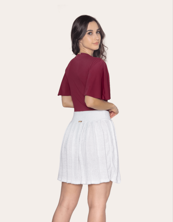 Saia curta tricot plissado