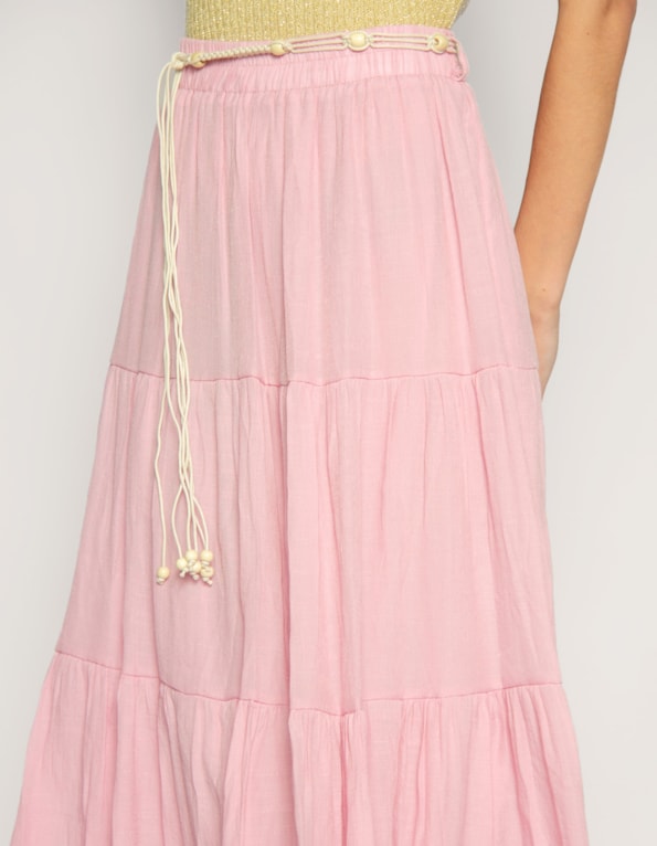 Saia longa camadas com cinto