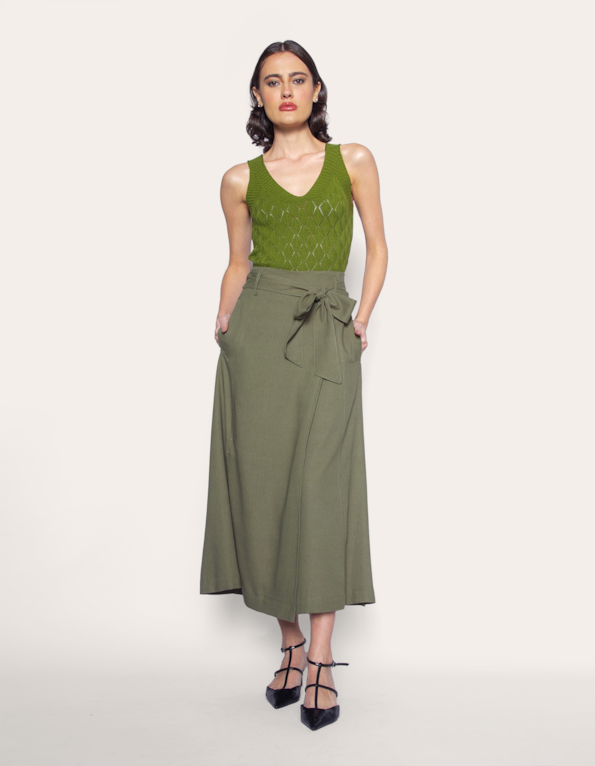 Saia longa com faixa Verde militar