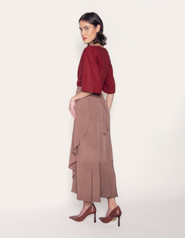 saia longa envelope camelo