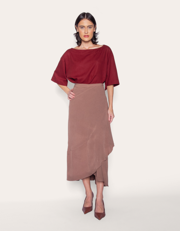saia longa envelope camelo