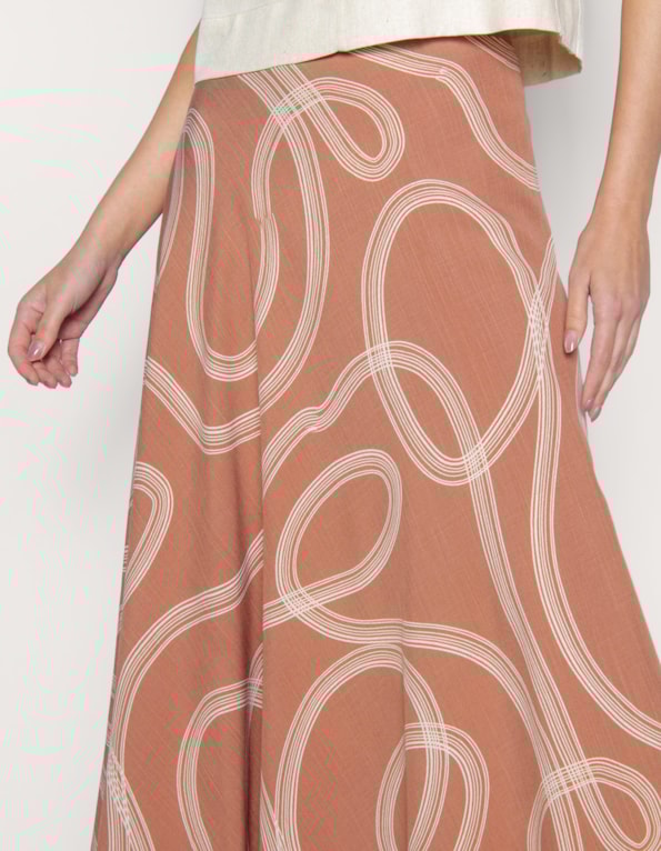 Saia longa transpassada estampada