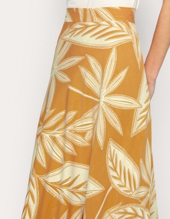 Saia longa transpassada estampada Laranja medio/amarelo claro