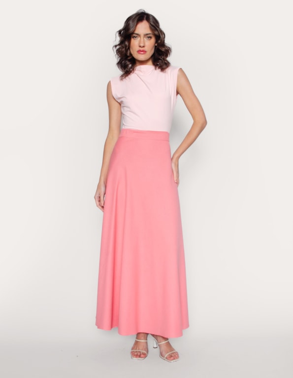 Saia longa transpassada linho