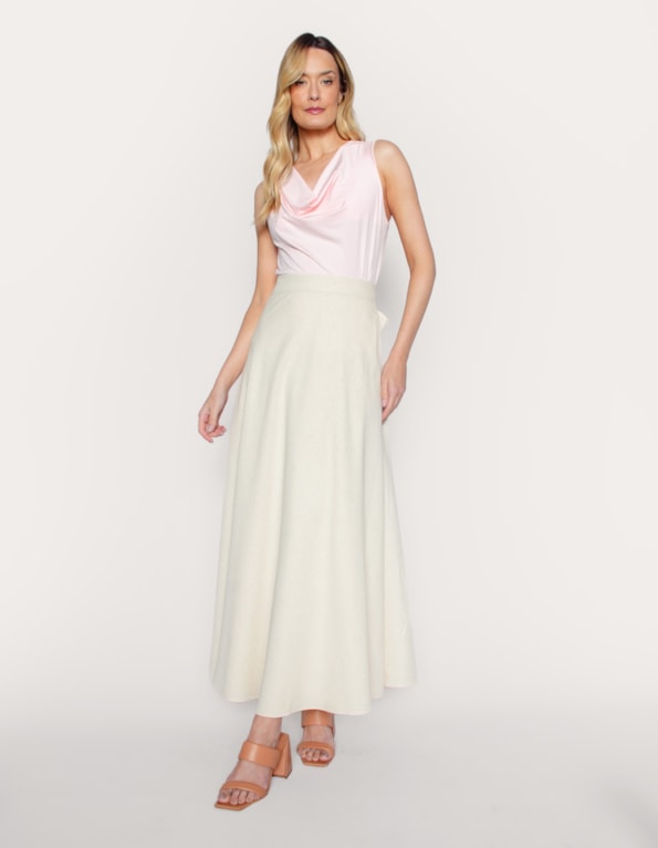 Saia longa transpassada linho