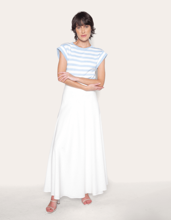 Saia longa transpassada linho Off white