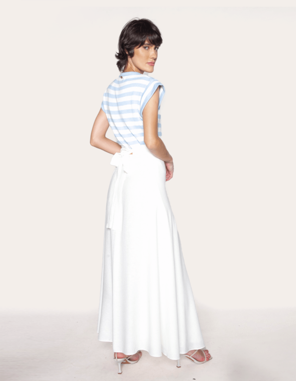 Saia longa transpassada linho Off white