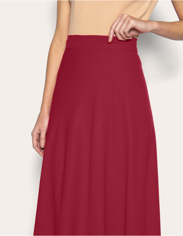Saia longa transpassada linho Vermelho escuro