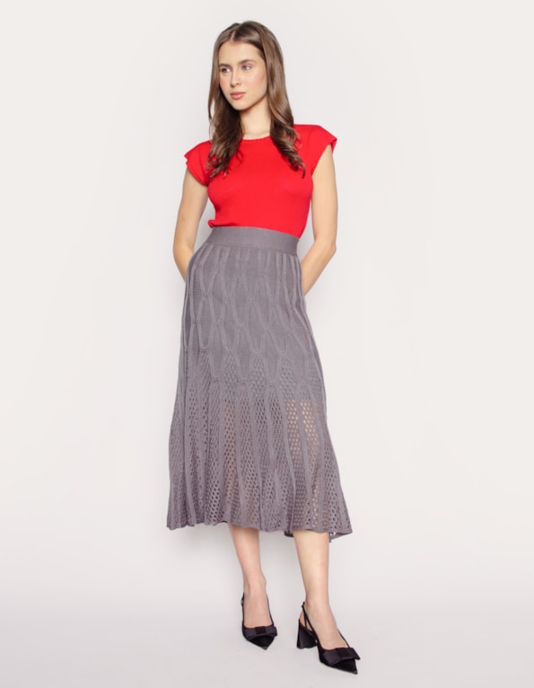 Saia longa tricot Cinza