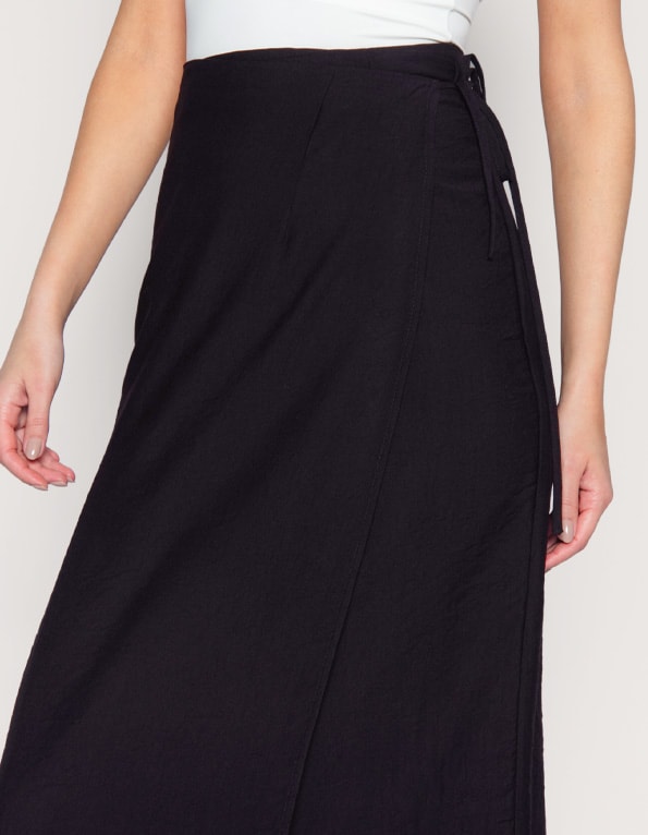 Saia midi envelope linho Preto